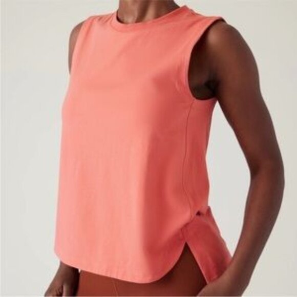 Athleta Effortless Crew Neck Tank Top in Soft Persimmon Coral - Picture 1 of 12